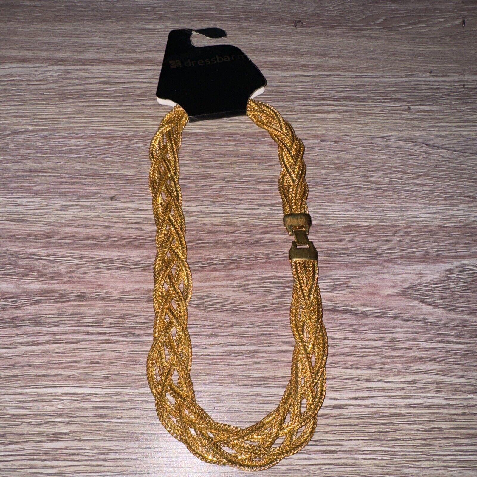 Vintage Dress Barn Braided Chain Gold Tone Necklace Nos J6